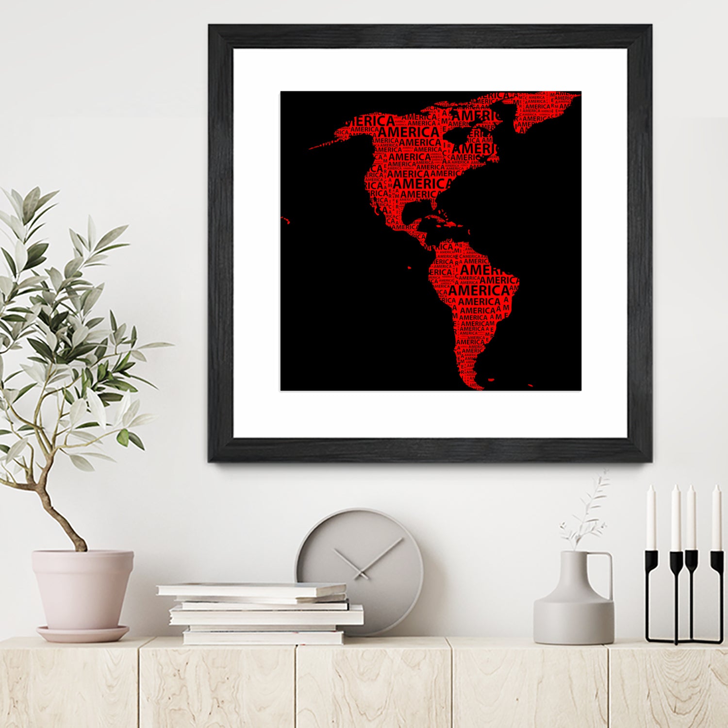 Map of continent America - illustration by Daniel Danco on GIANT ART - red vector illustration