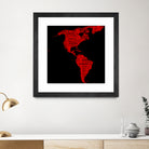 Map of continent America - illustration by Daniel Danco on GIANT ART - red vector illustration