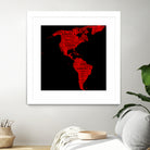 Map of continent America - illustration by Daniel Danco on GIANT ART - red vector illustration