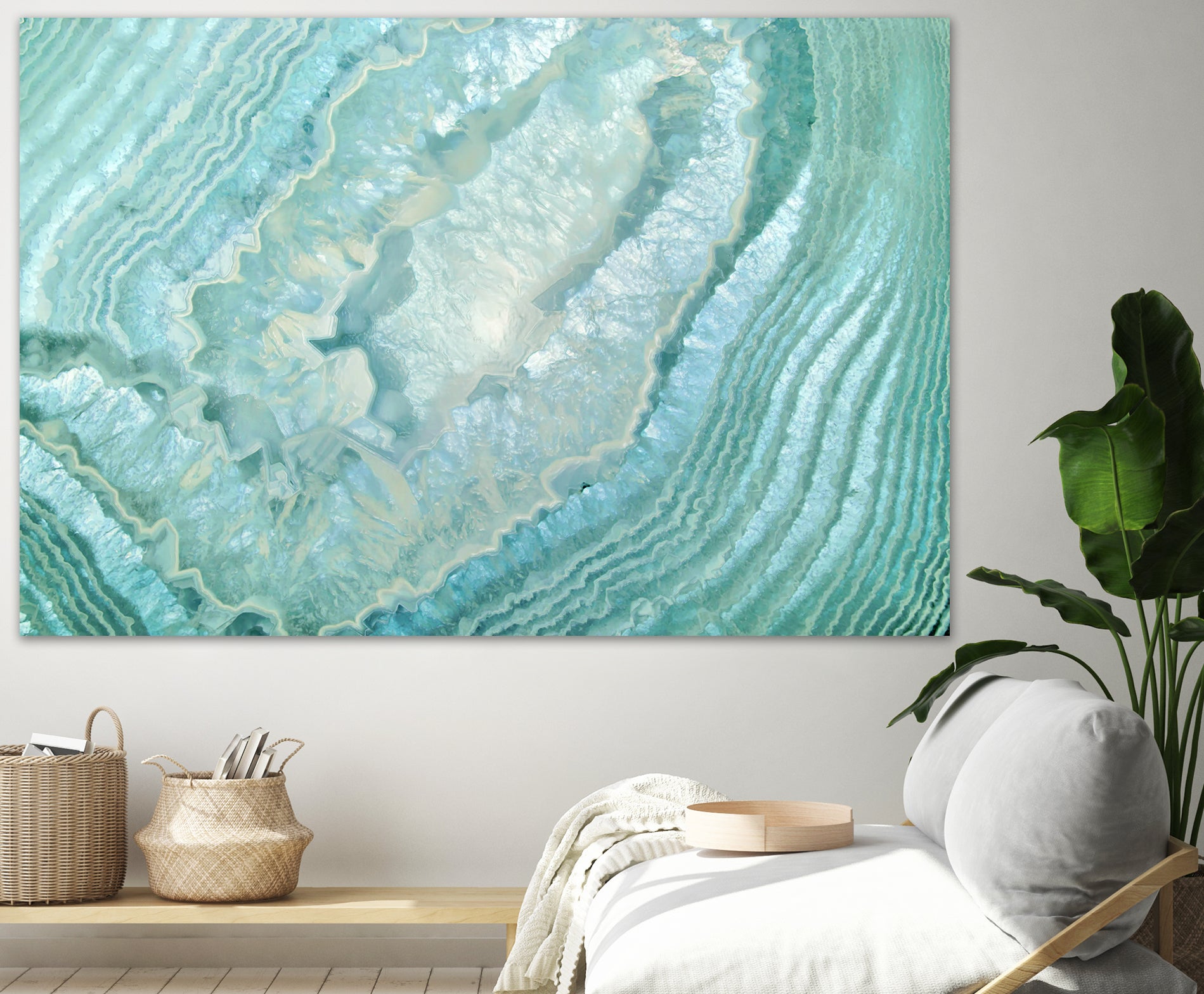 Aquamarine Pastel and Teal Agate Crystal by Mar Cantón on GIANT ART - white digital painting