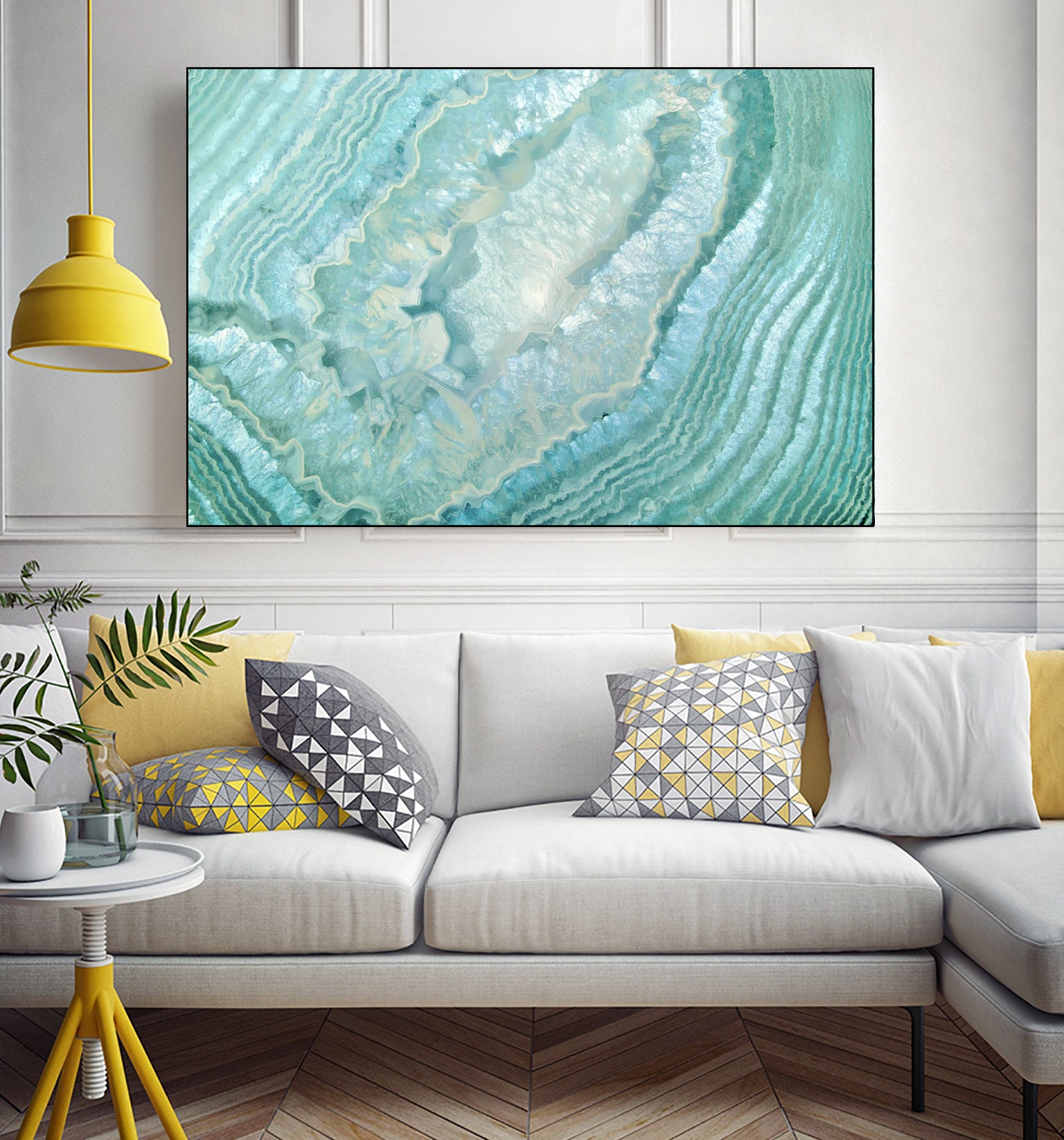 Aquamarine Pastel and Teal Agate Crystal by Mar Cantón on GIANT ART - white digital painting