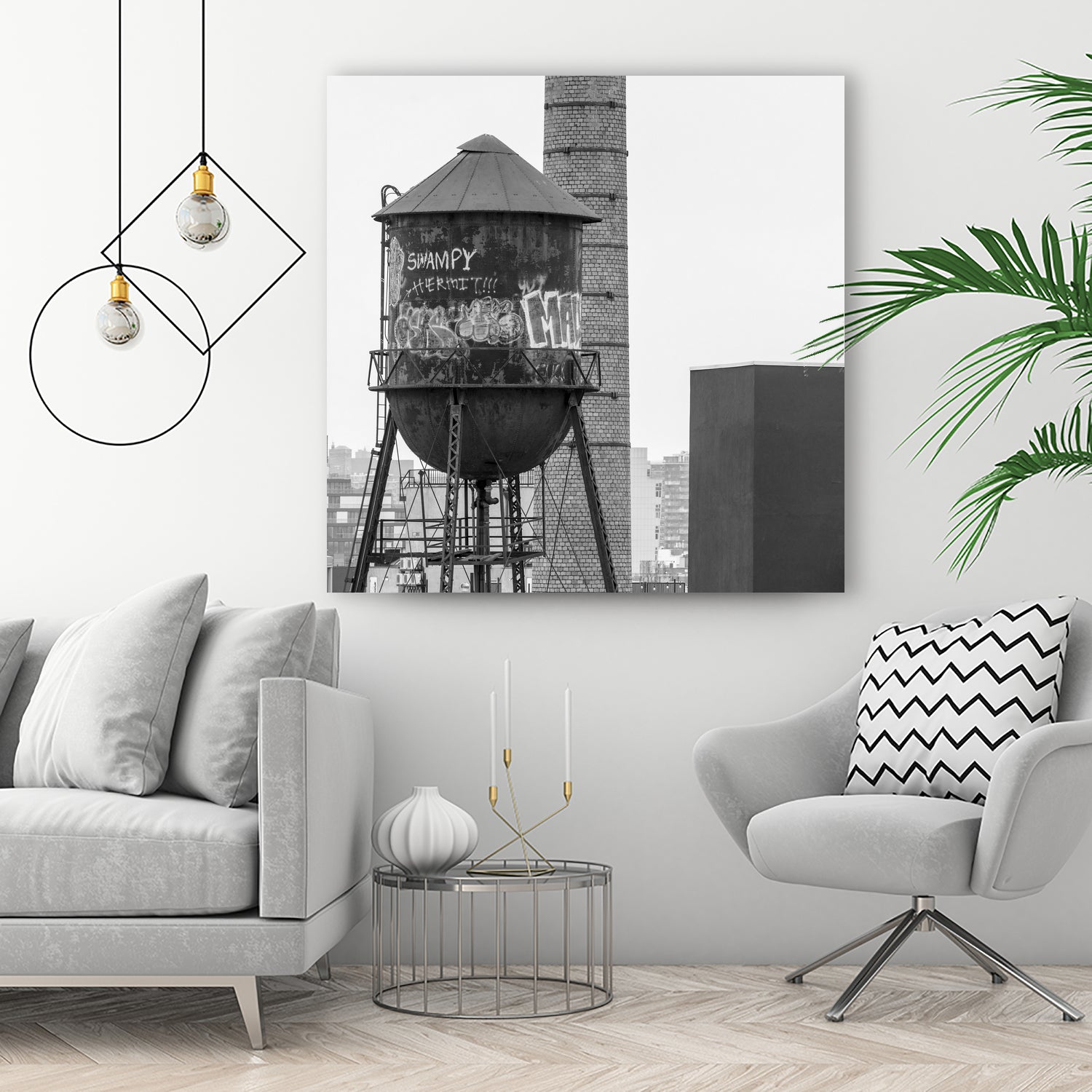 Water tower in Brooklyn by RENZO REBAGLIATI on GIANT ART - black photo illustration