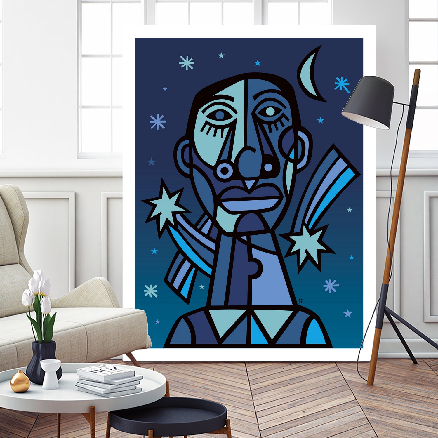 Noche estrellada by Carlos Joaquin Ramirez Fernandez on GIANT ART - blue digital drawing