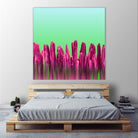 Vibrant Sunrise Cactus Landscape Glitch by Brigitte Carre on GIANT ART - green digital painting