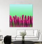 Vibrant Sunrise Cactus Landscape Glitch by Brigitte Carre on GIANT ART - green digital painting