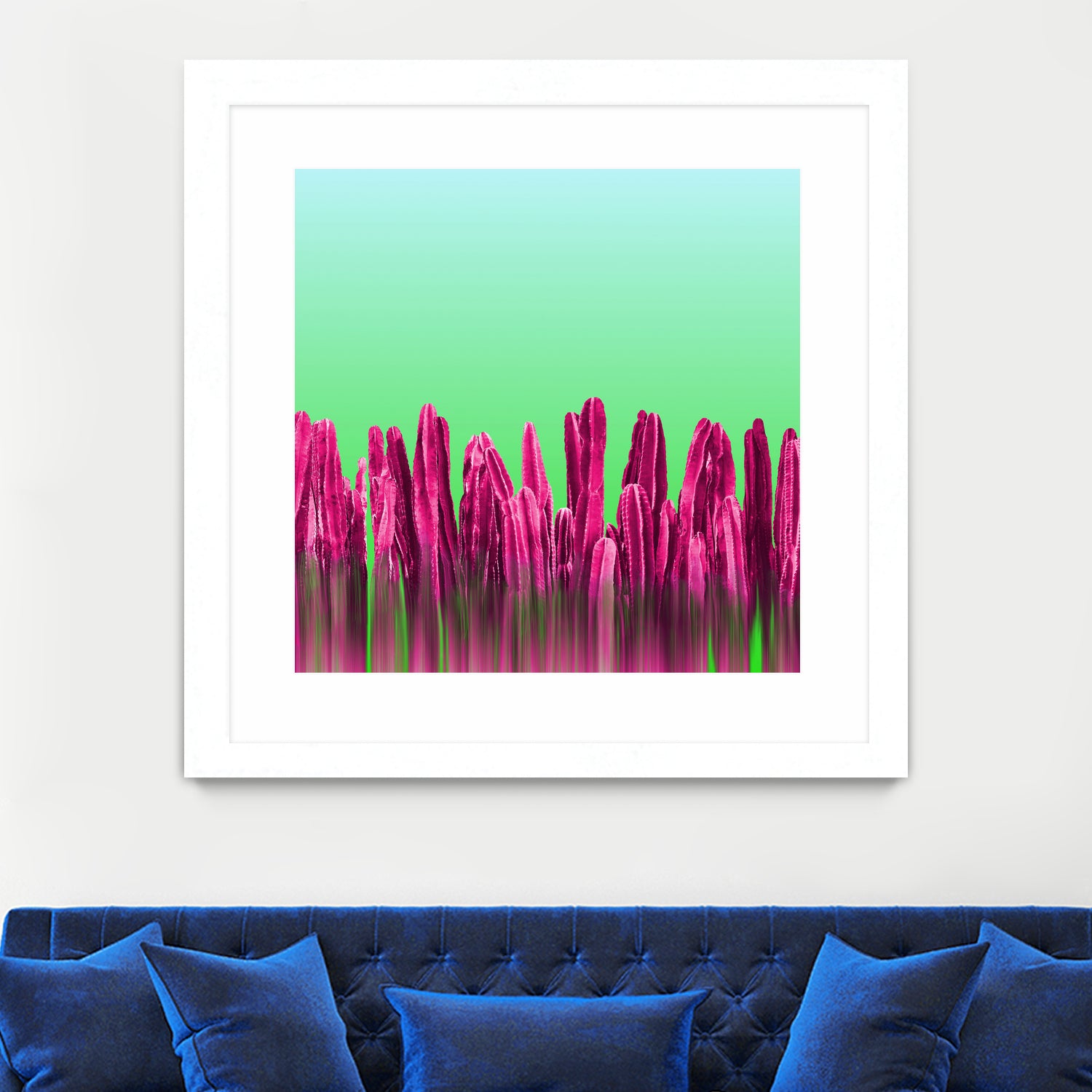 Vibrant Sunrise Cactus Landscape Glitch by Brigitte Carre on GIANT ART - green digital painting