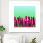 Vibrant Sunrise Cactus Landscape Glitch by Brigitte Carre on GIANT ART - green digital painting