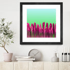 Vibrant Sunrise Cactus Landscape Glitch by Brigitte Carre on GIANT ART - green digital painting