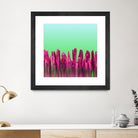 Vibrant Sunrise Cactus Landscape Glitch by Brigitte Carre on GIANT ART - green digital painting