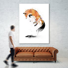 Red Fox jumping into Snow by Antonio Camarena on GIANT ART - white digital painting