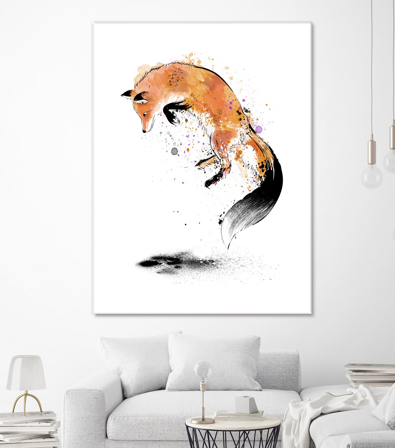 Red Fox jumping into Snow by Antonio Camarena on GIANT ART - white digital painting