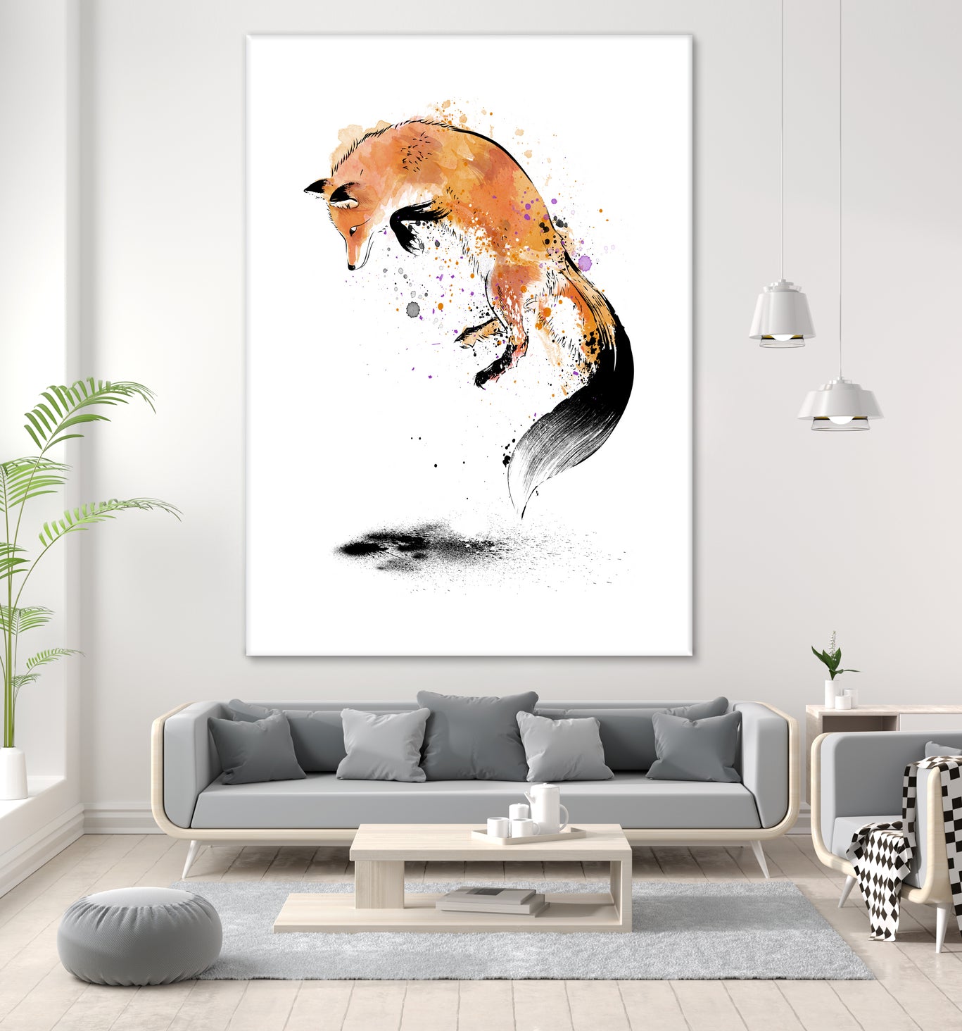 Red Fox jumping into Snow by Antonio Camarena on GIANT ART - white digital painting