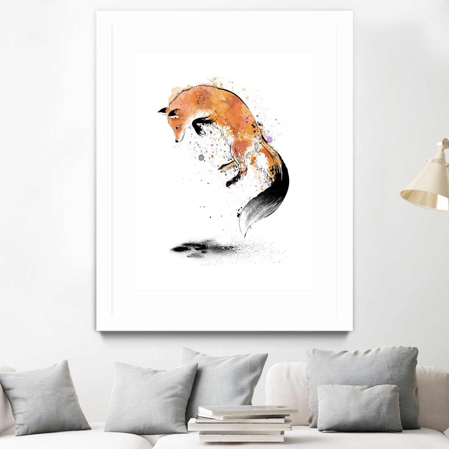 Red Fox jumping into Snow by Antonio Camarena on GIANT ART - white digital painting