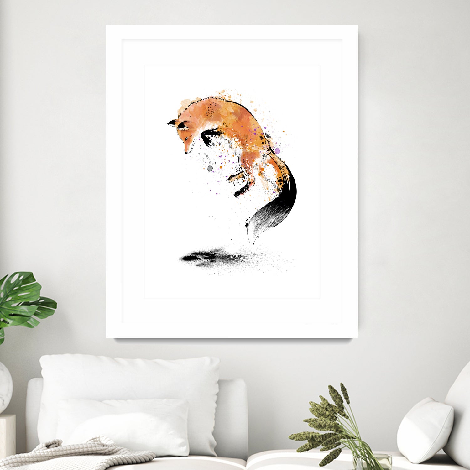 Red Fox jumping into Snow by Antonio Camarena on GIANT ART - white digital painting