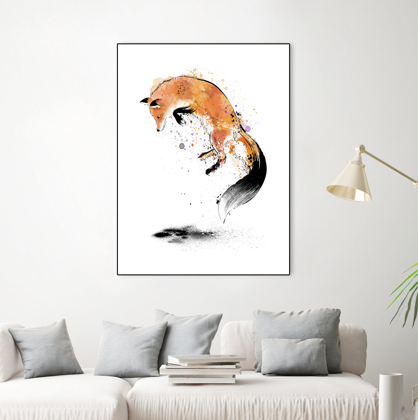 Red Fox jumping into Snow by Antonio Camarena on GIANT ART - white digital painting