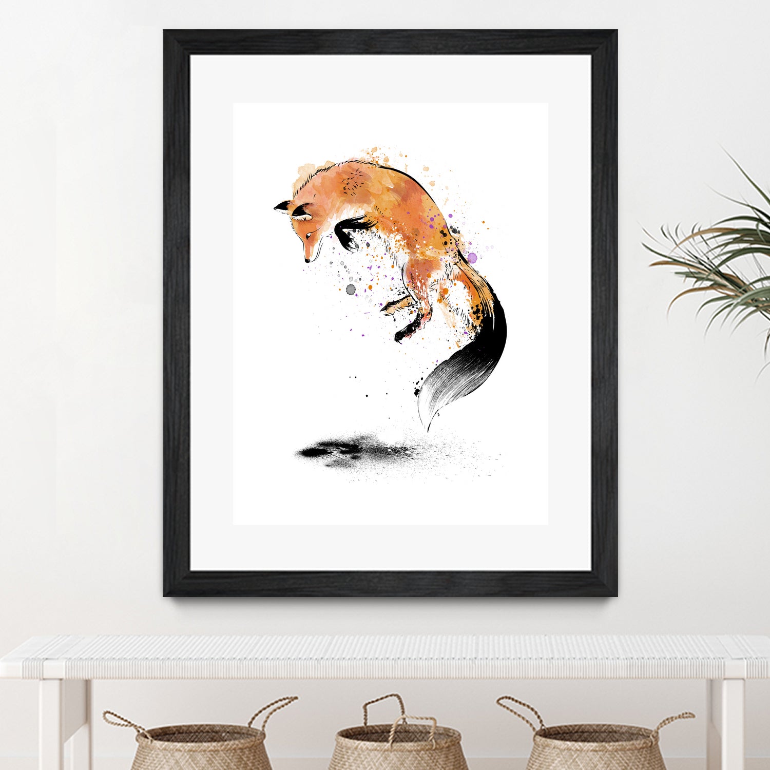 Red Fox jumping into Snow by Antonio Camarena on GIANT ART - white digital painting