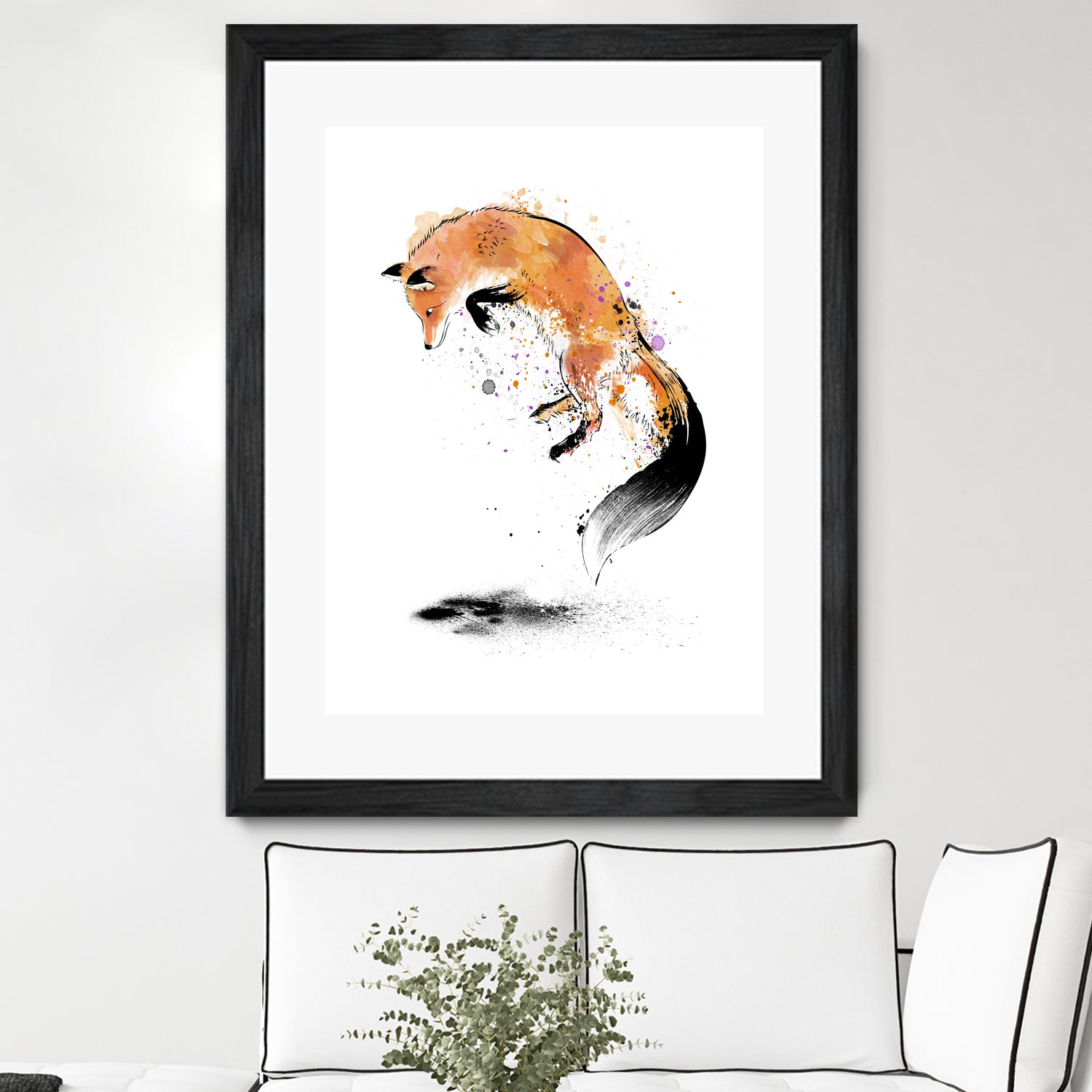 Red Fox jumping into Snow by Antonio Camarena on GIANT ART - white digital painting