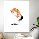 Red Fox jumping into Snow by Antonio Camarena on GIANT ART - white digital painting