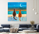 Cats on A Fence by Paintings by gretzky on GIANT ART - blue mixed media