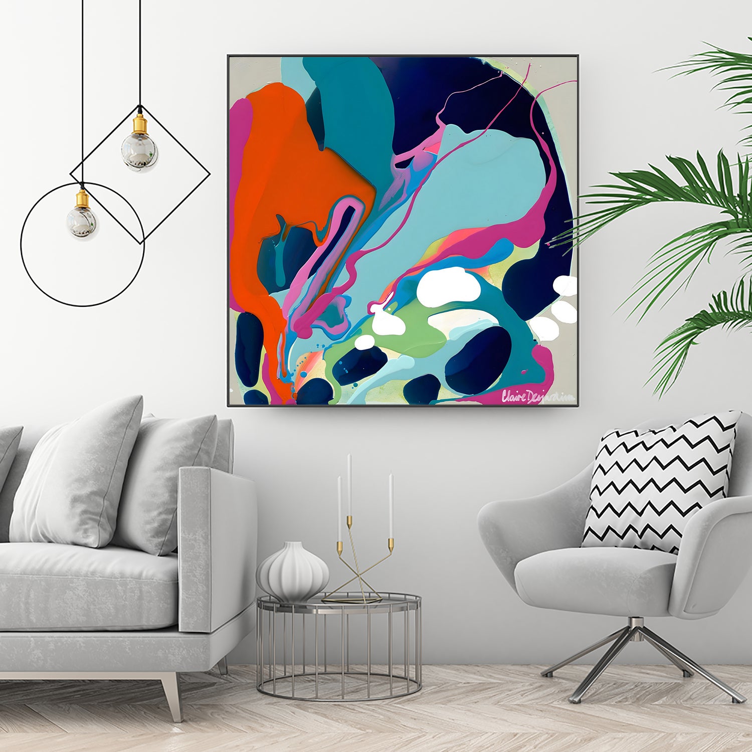 I-Would-Gladly-Listen by Clarie Desjardins on GIANT ART - red abstract framed canvas