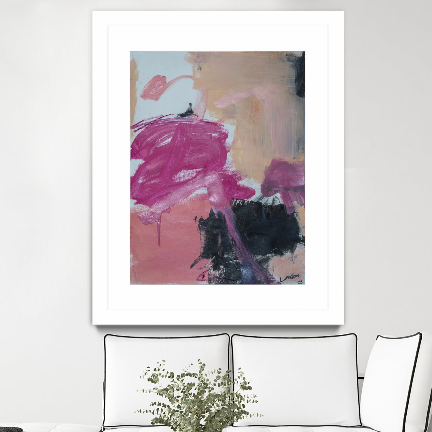 Pink Meltdown by Janet London on GIANT ART - black abstract