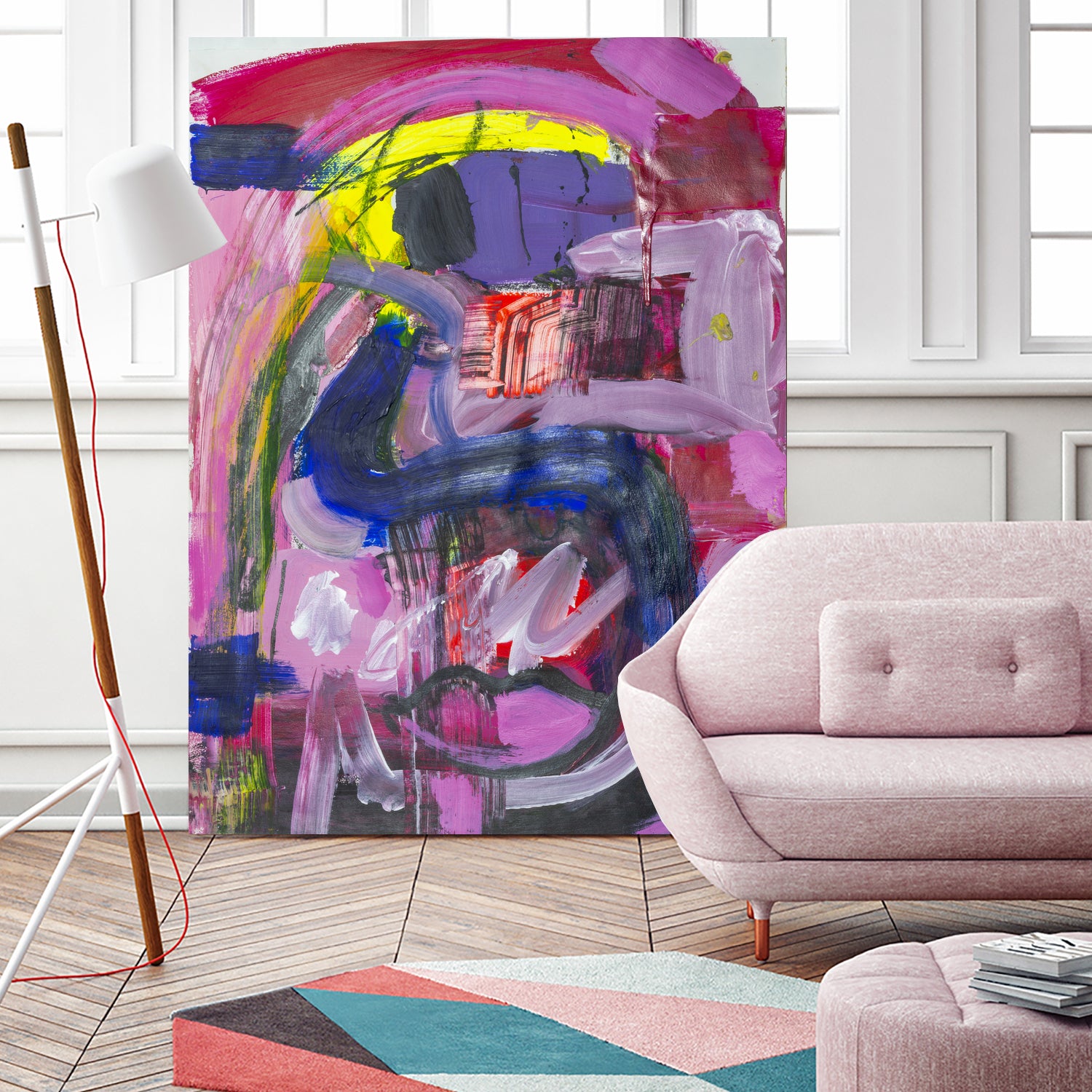 A Kiss in the Chaos by Janet London on GIANT ART - fluo pink abstract