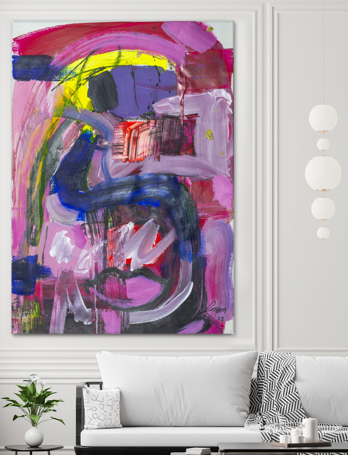 A Kiss in the Chaos by Janet London on GIANT ART - fluo pink abstract