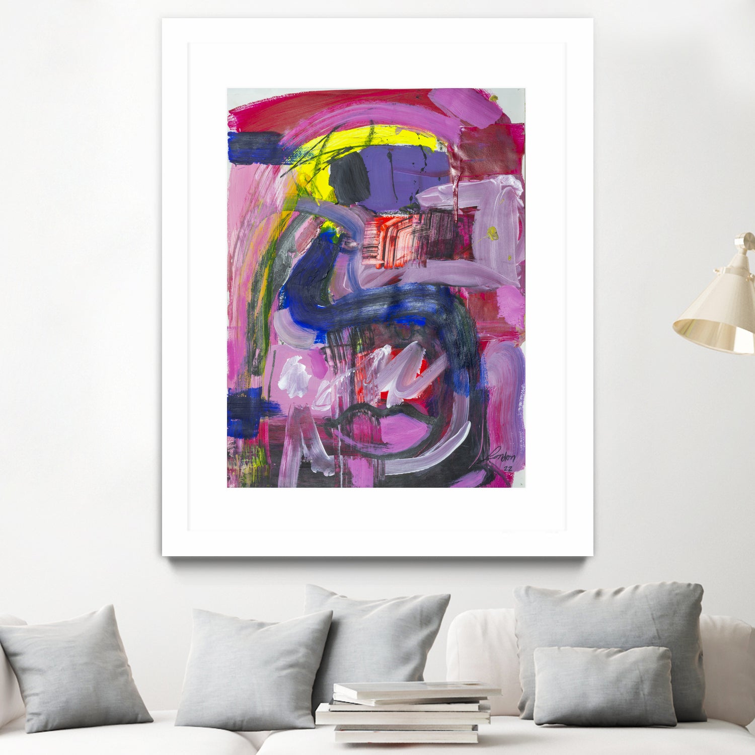 A Kiss in the Chaos by Janet London on GIANT ART - fluo pink abstract