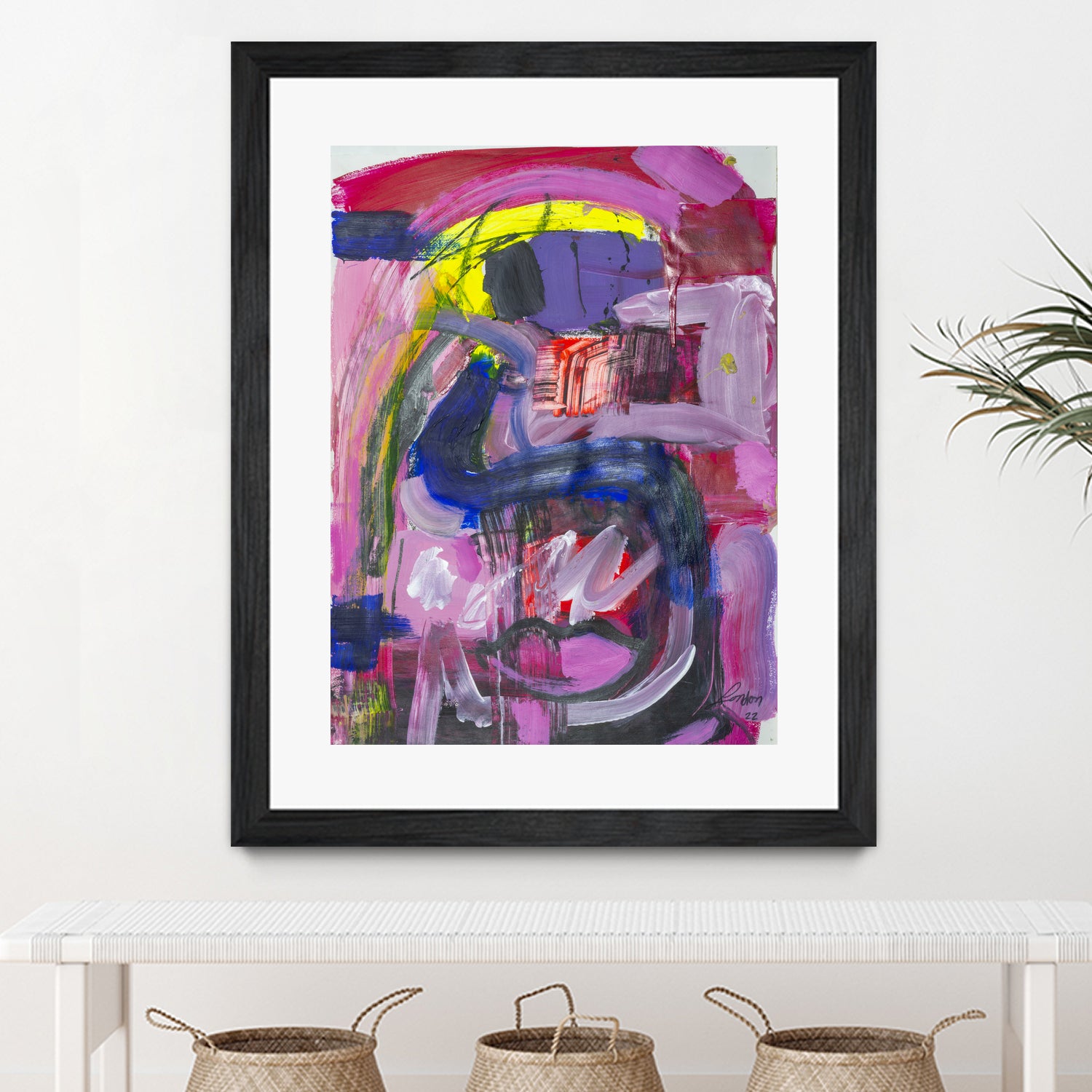 A Kiss in the Chaos by Janet London on GIANT ART - fluo pink abstract