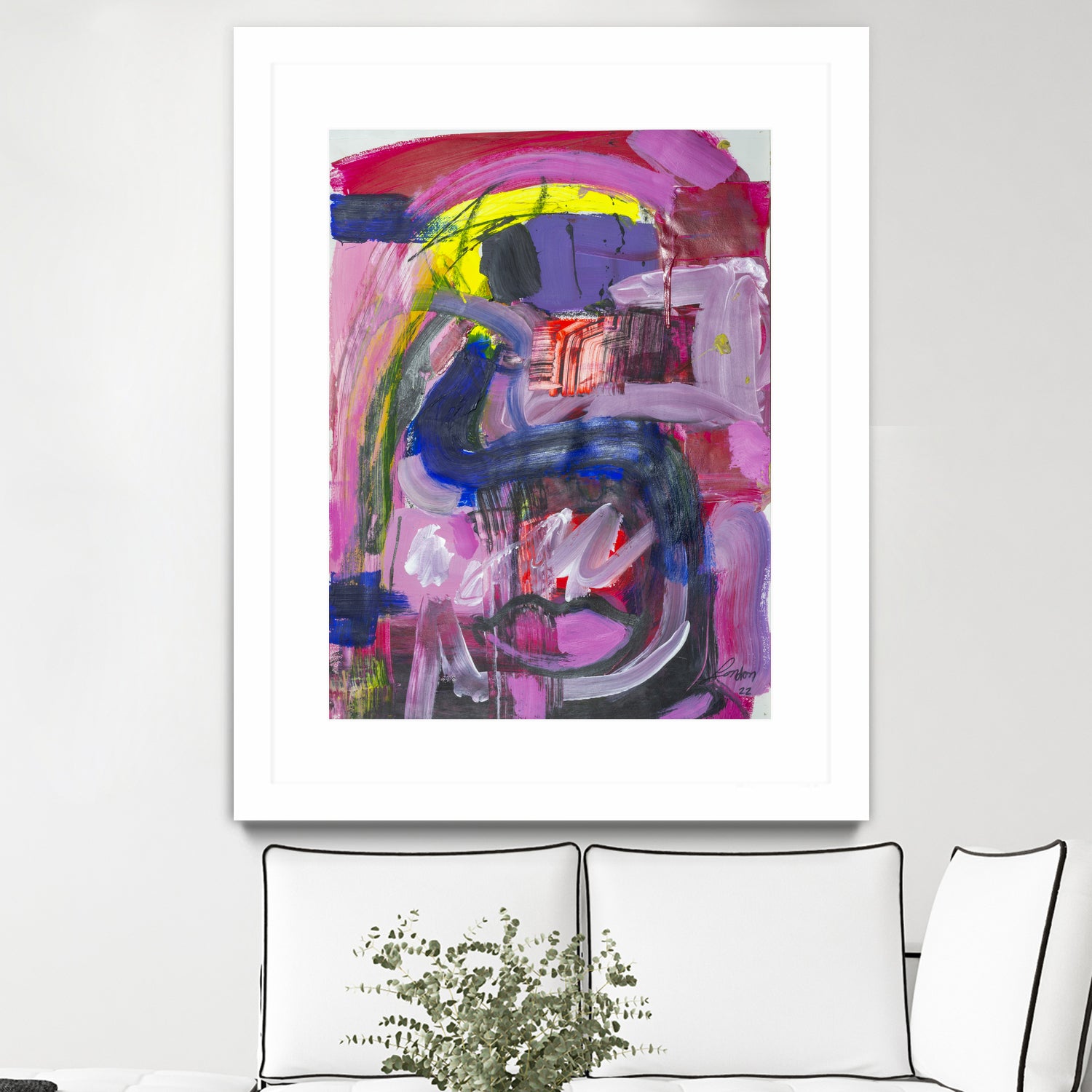 A Kiss in the Chaos by Janet London on GIANT ART - fluo pink abstract