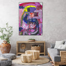 A Kiss in the Chaos by Janet London on GIANT ART - fluo pink abstract