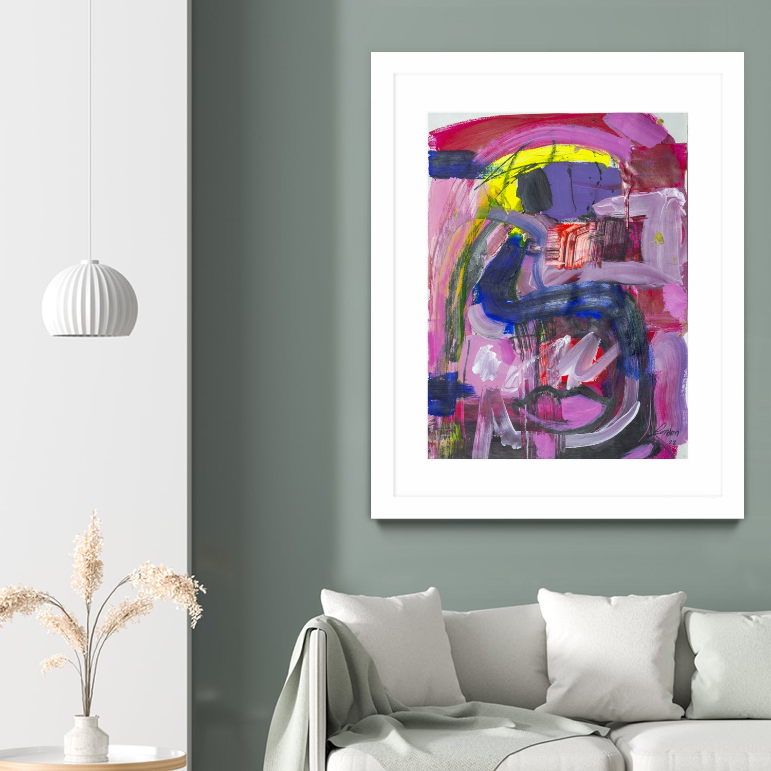 A Kiss in the Chaos by Janet London on GIANT ART - fluo pink abstract