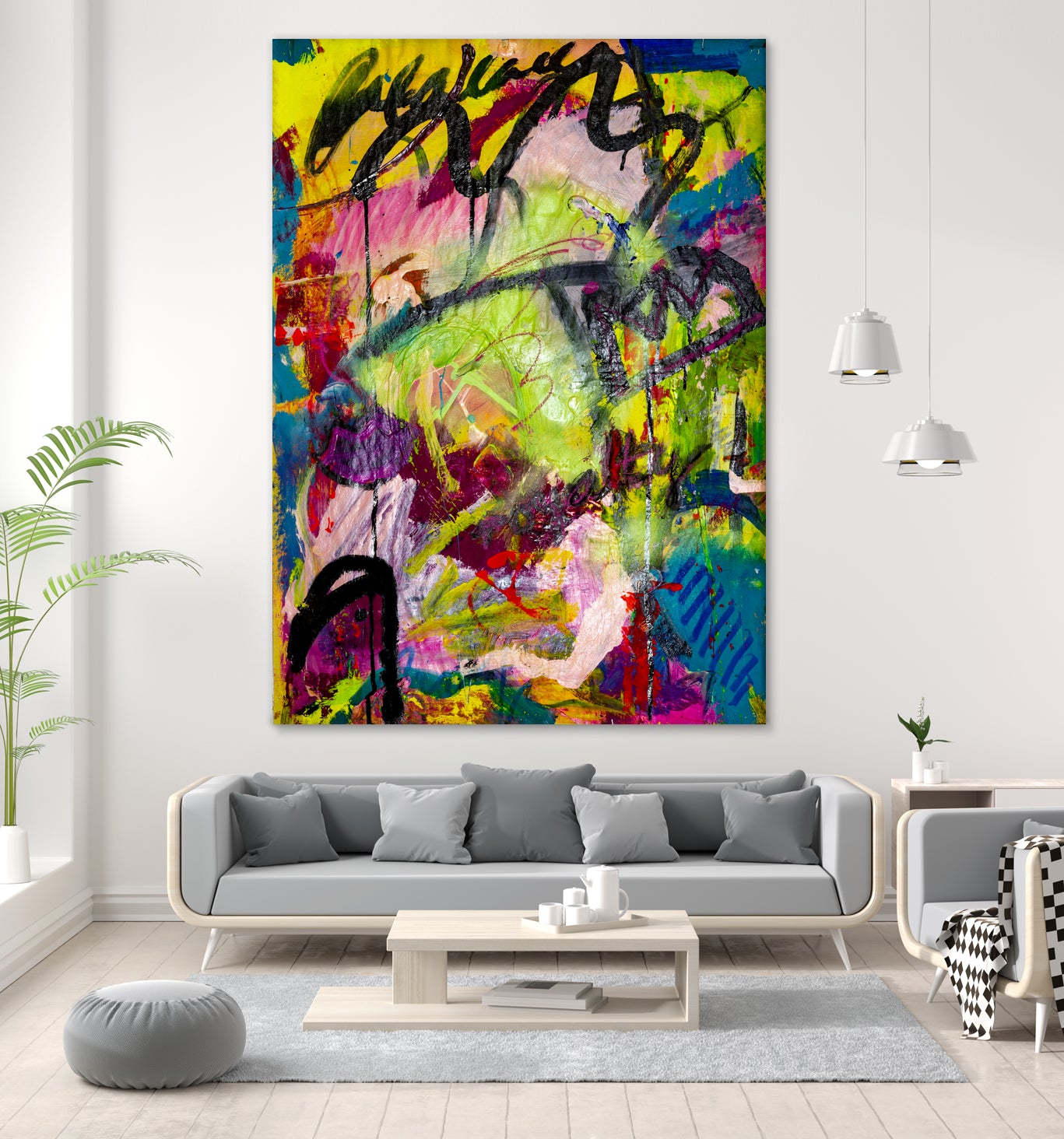 Festive Majesty by Janet London on GIANT ART - fluo yellow abstract