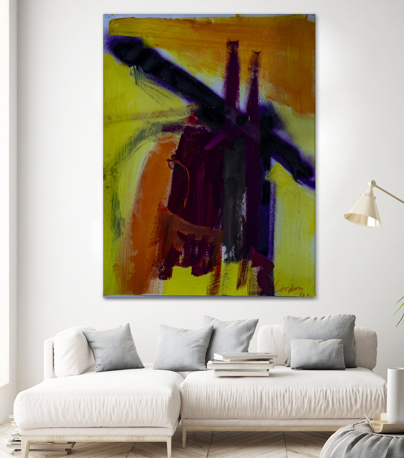 Sunset Bridge by Janet London on GIANT ART - purple abstract