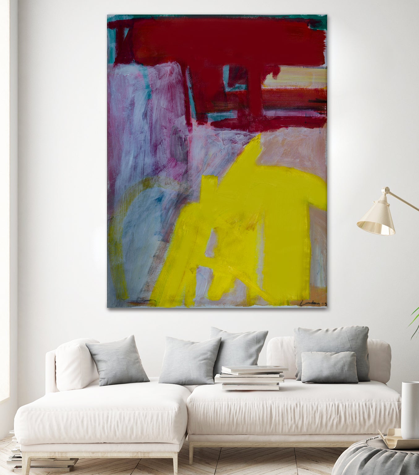 Red and Yellow Collide by Janet London on GIANT ART - yellow abstract