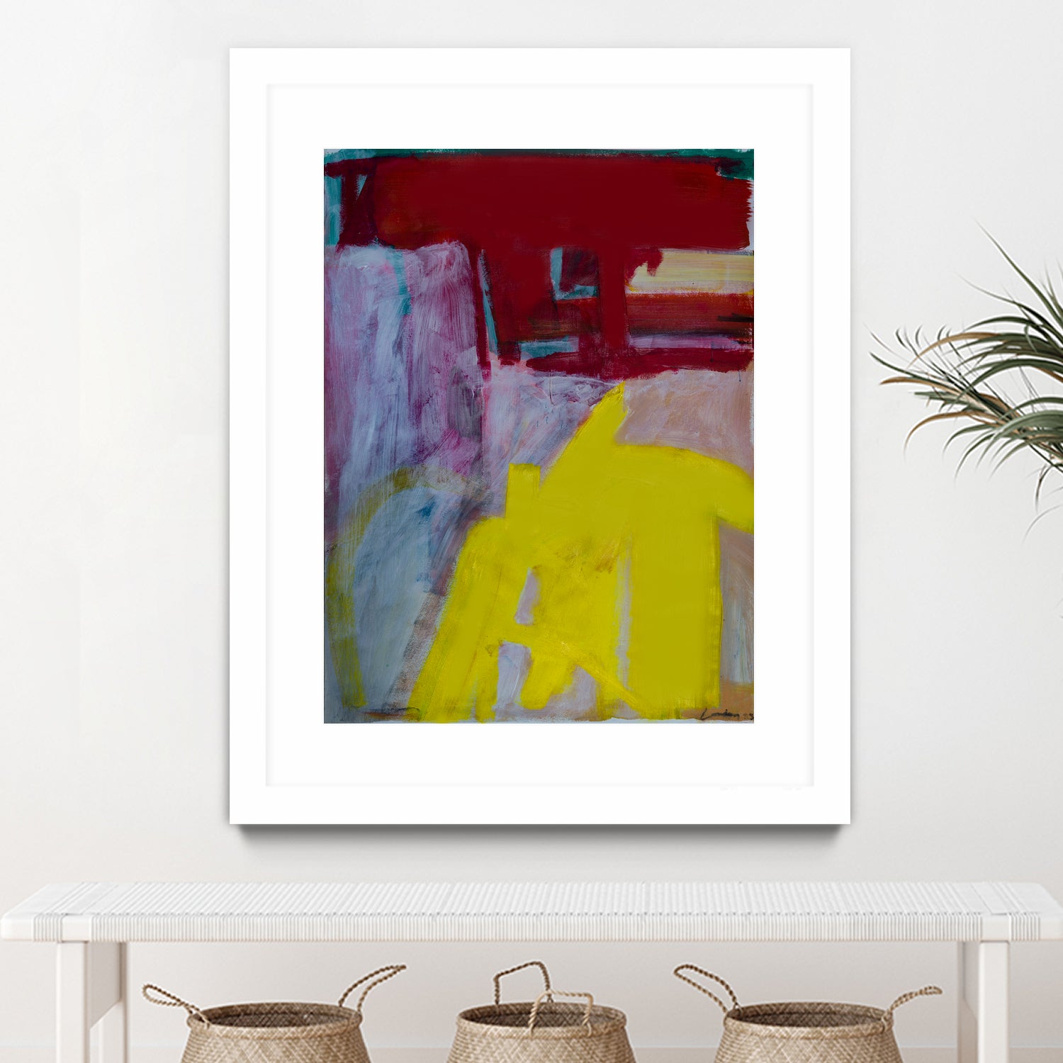 Red and Yellow Collide by Janet London on GIANT ART - yellow abstract