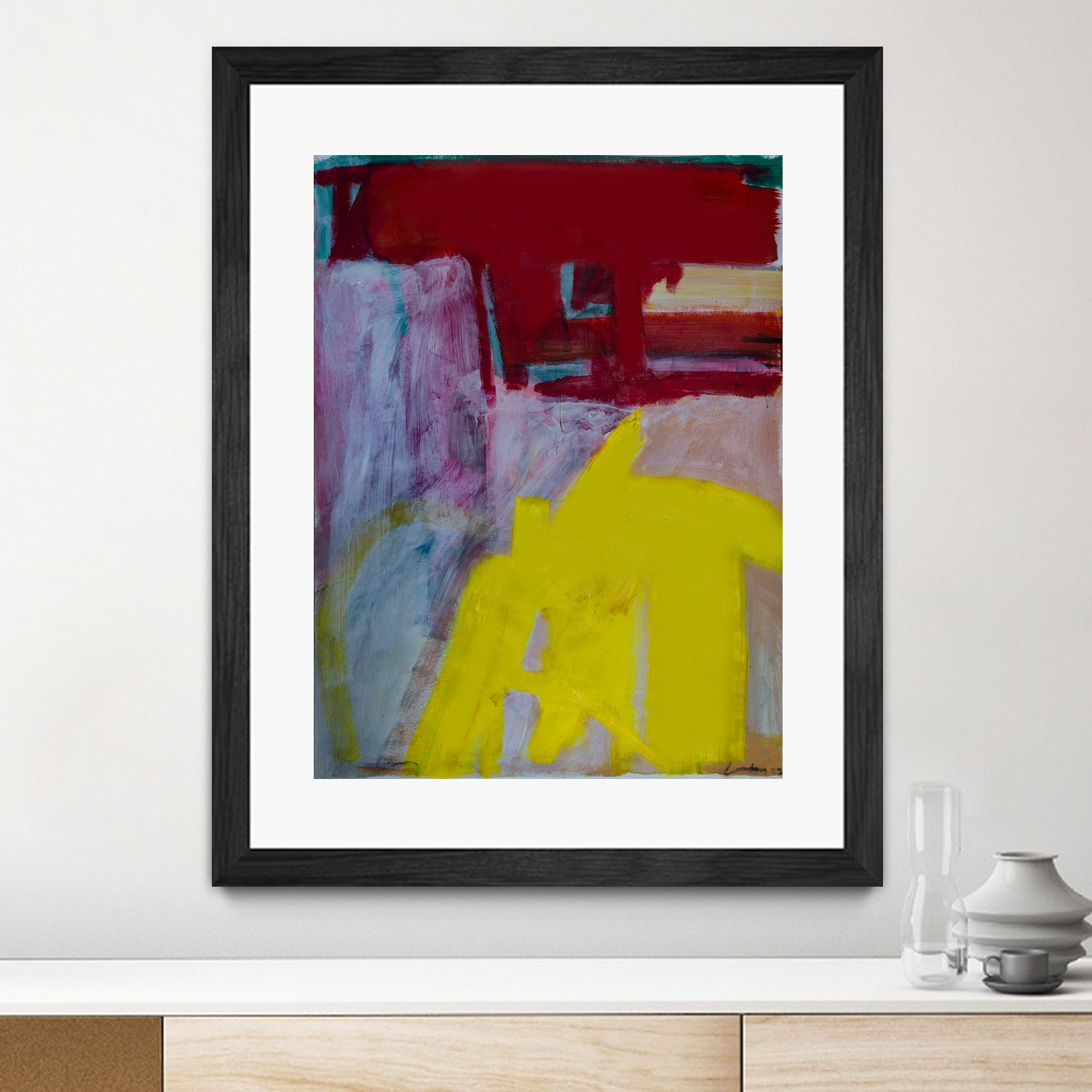 Red and Yellow Collide by Janet London on GIANT ART - yellow abstract