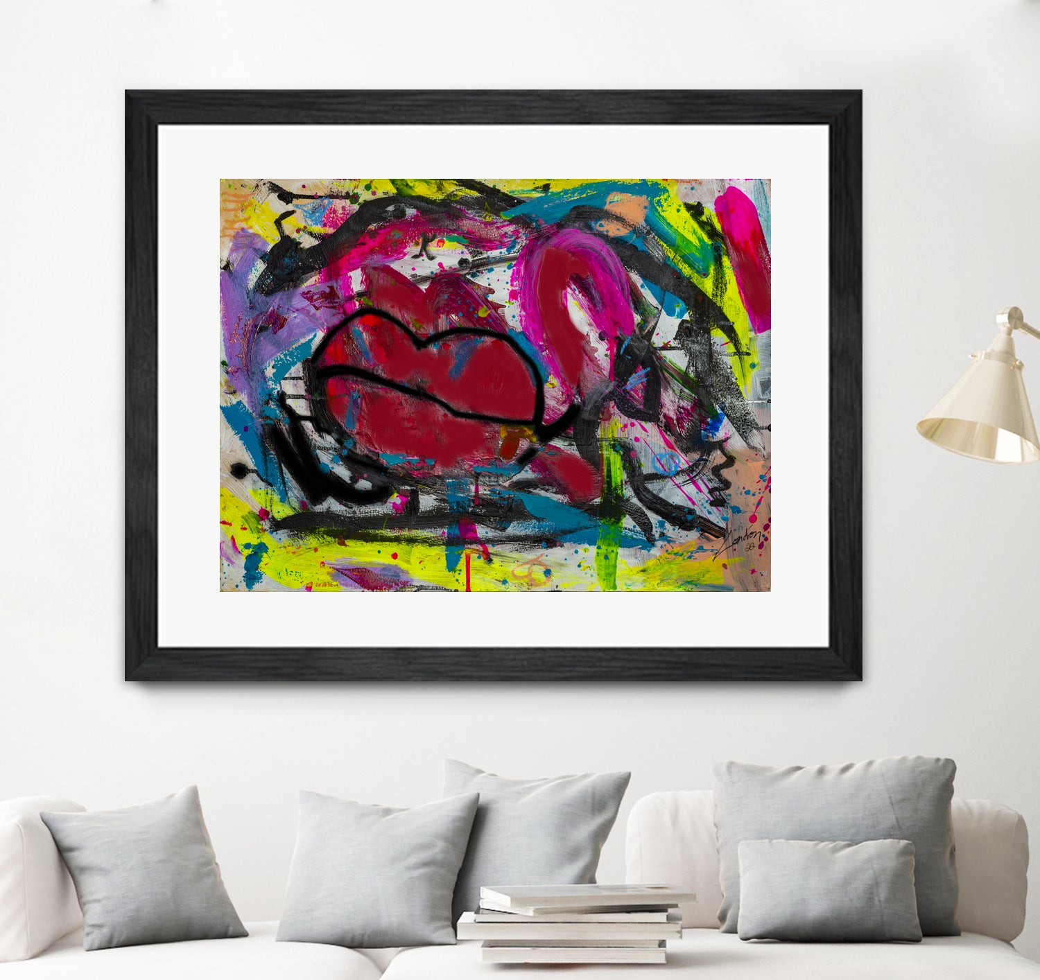 Love is in the Kiss by Janet London on GIANT ART - red abstract