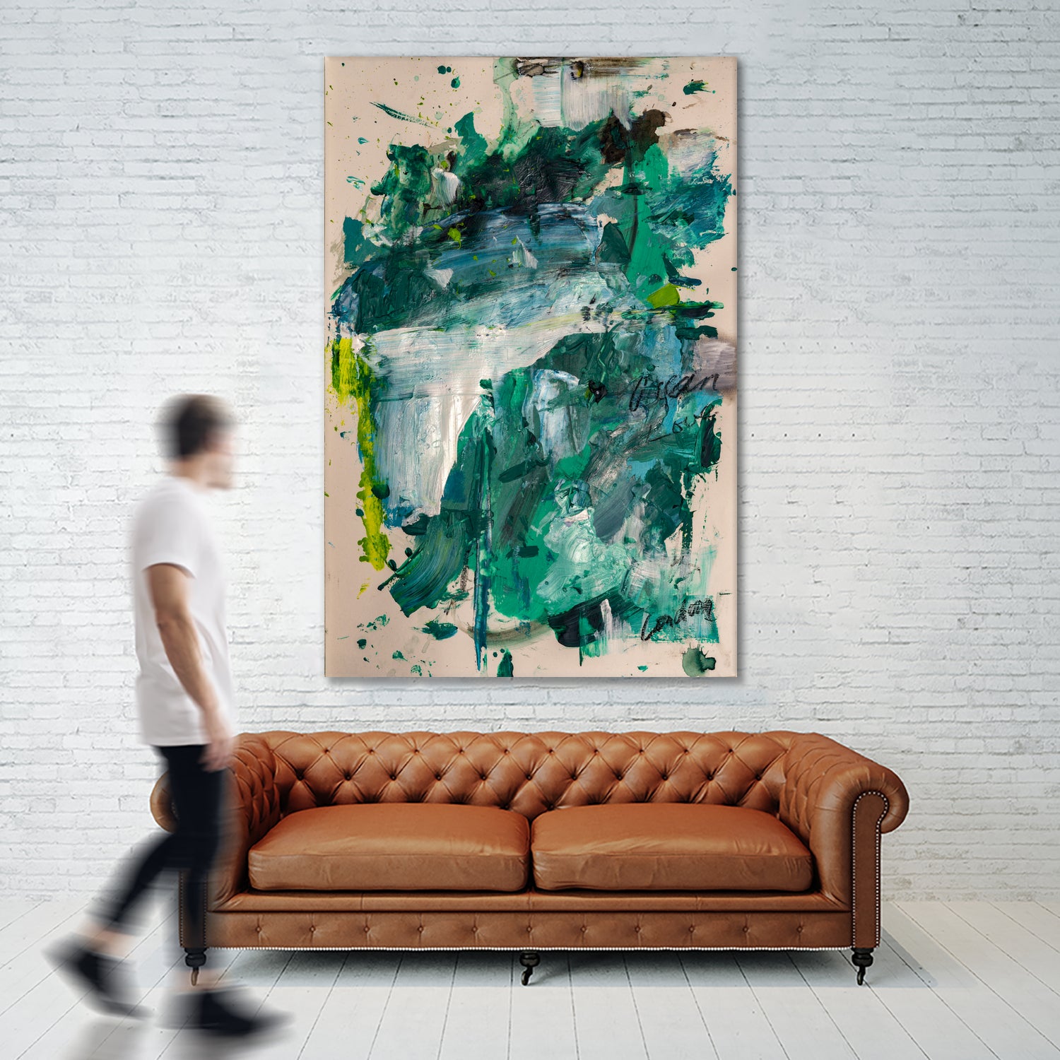 Endless Turquoise and Green No 1 by Janet London on GIANT ART - green abstract