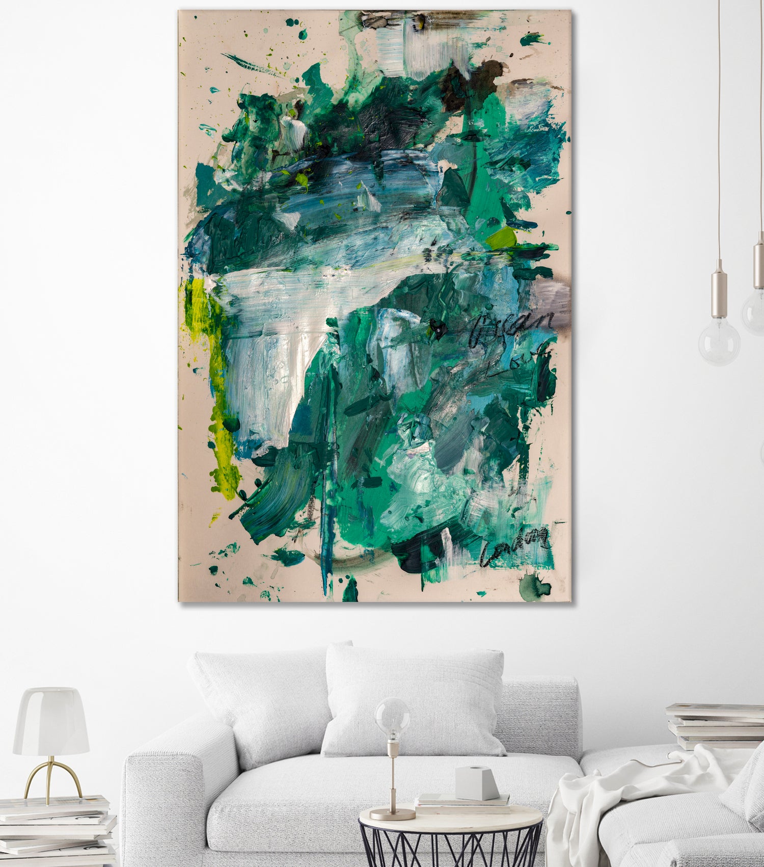 Endless Turquoise and Green No 1 by Janet London on GIANT ART - green abstract