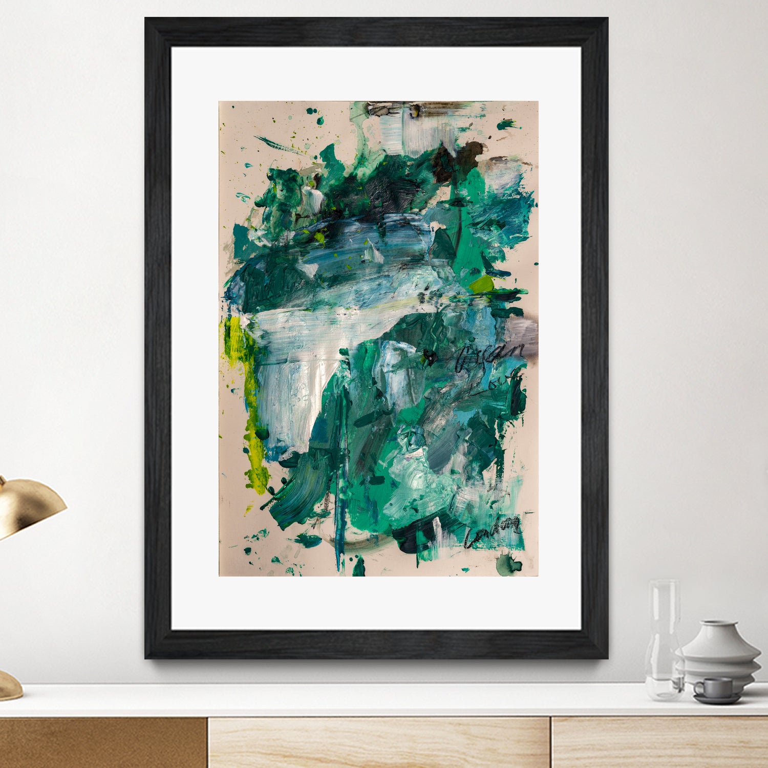 Endless Turquoise and Green No 1 by Janet London on GIANT ART - green abstract