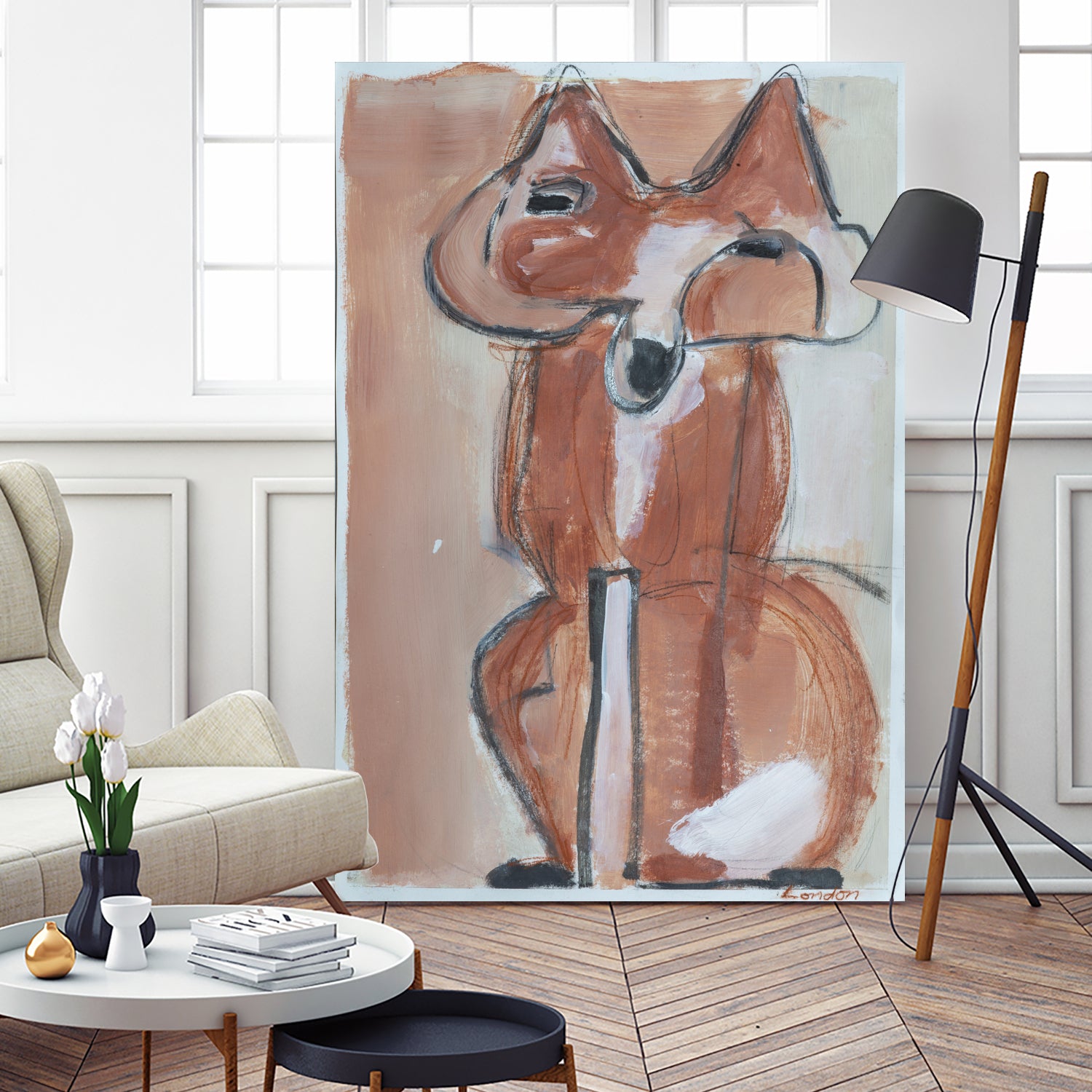 Abstract red fox by Janet London on GIANT ART - rust abstract fox