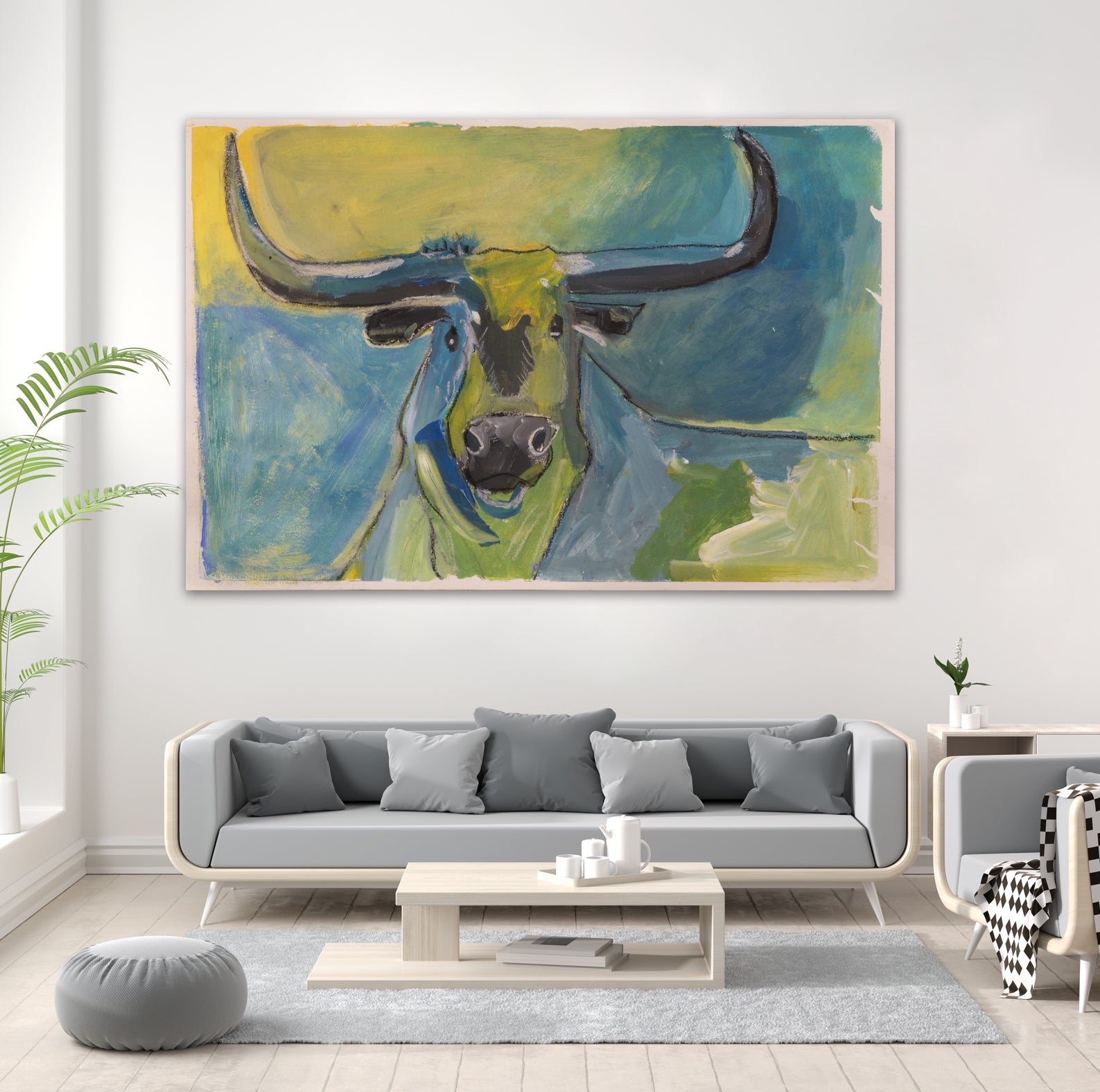 Bullseye by Janet London on GIANT ART - blue abstract bull