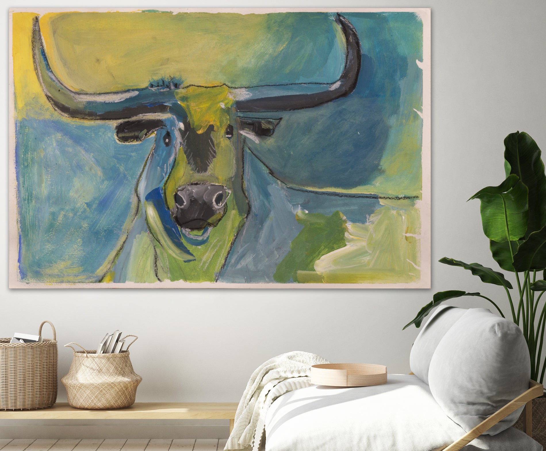 Bullseye by Janet London on GIANT ART - blue abstract bull