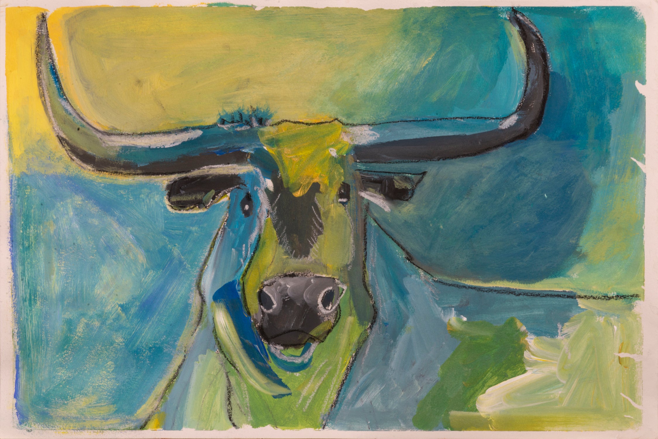 Bullseye by Janet London on GIANT ART - blue abstract bull