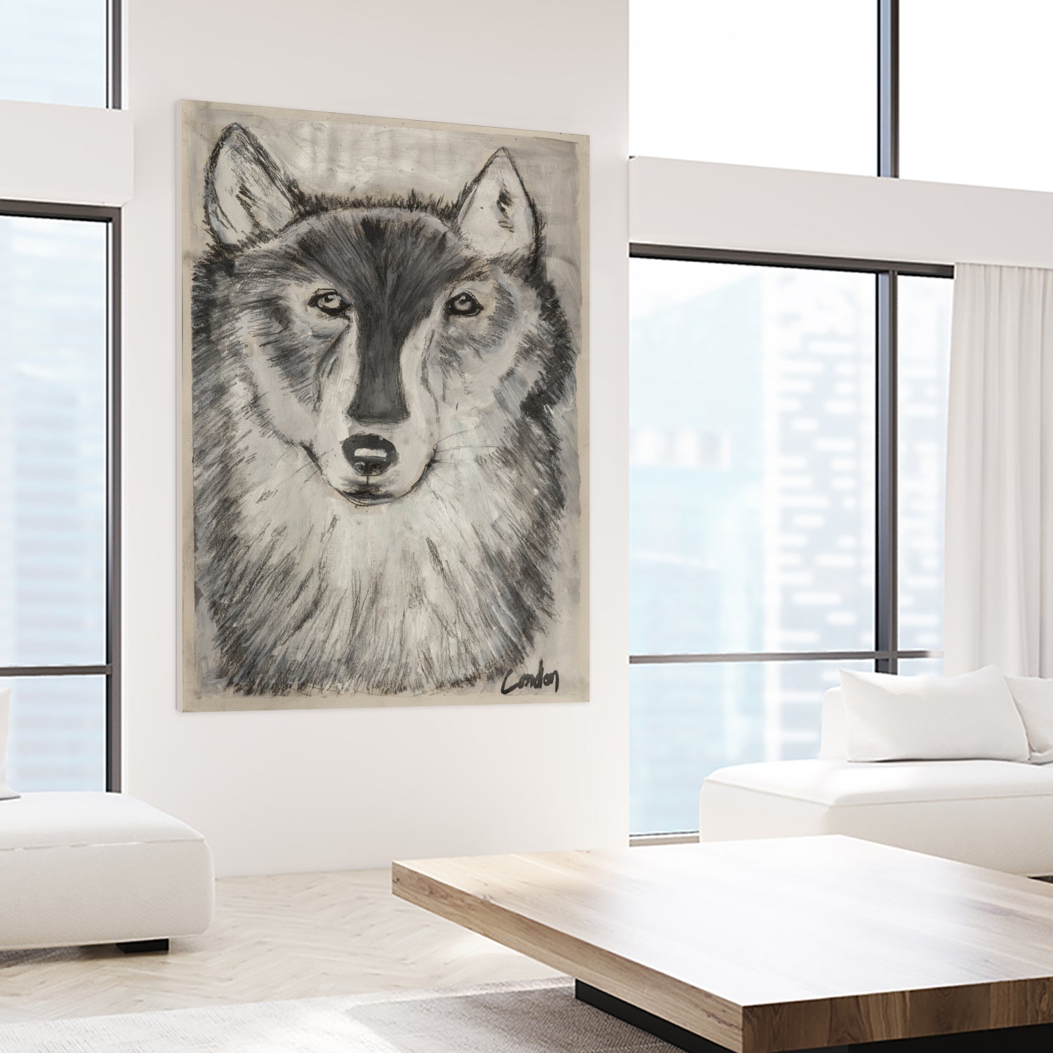 Wolfie by Janet London on GIANT ART - black and white abstract wolf