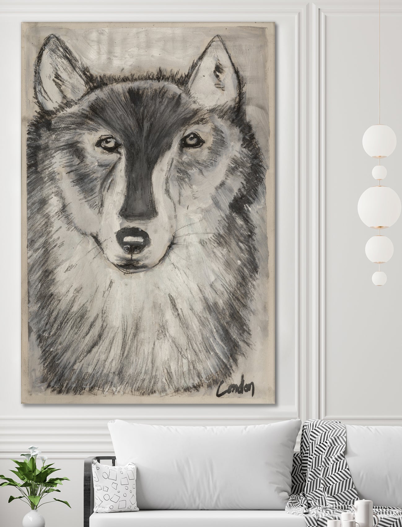 Wolfie by Janet London on GIANT ART - black and white abstract wolf