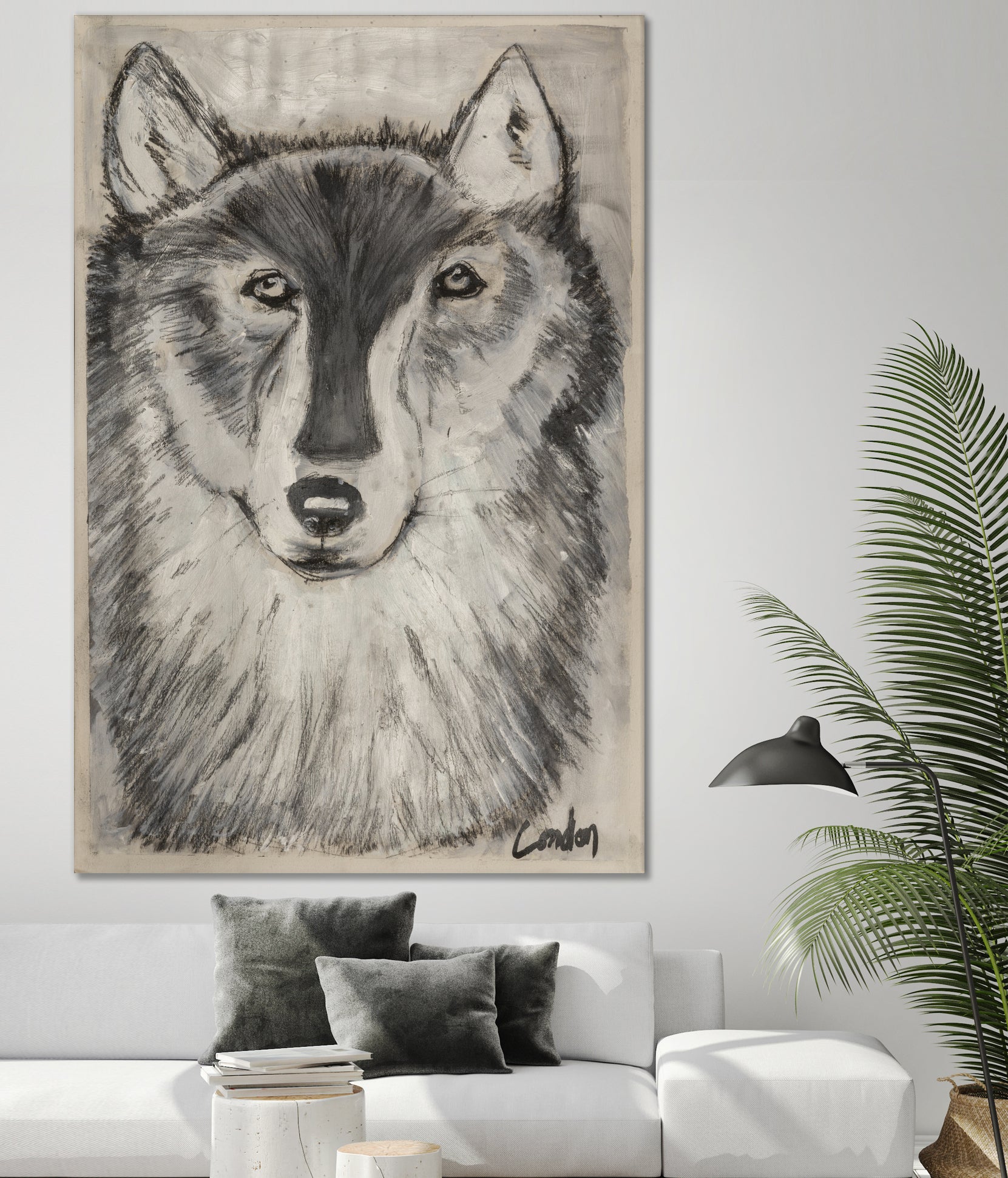 Wolfie by Janet London on GIANT ART - black and white abstract wolf