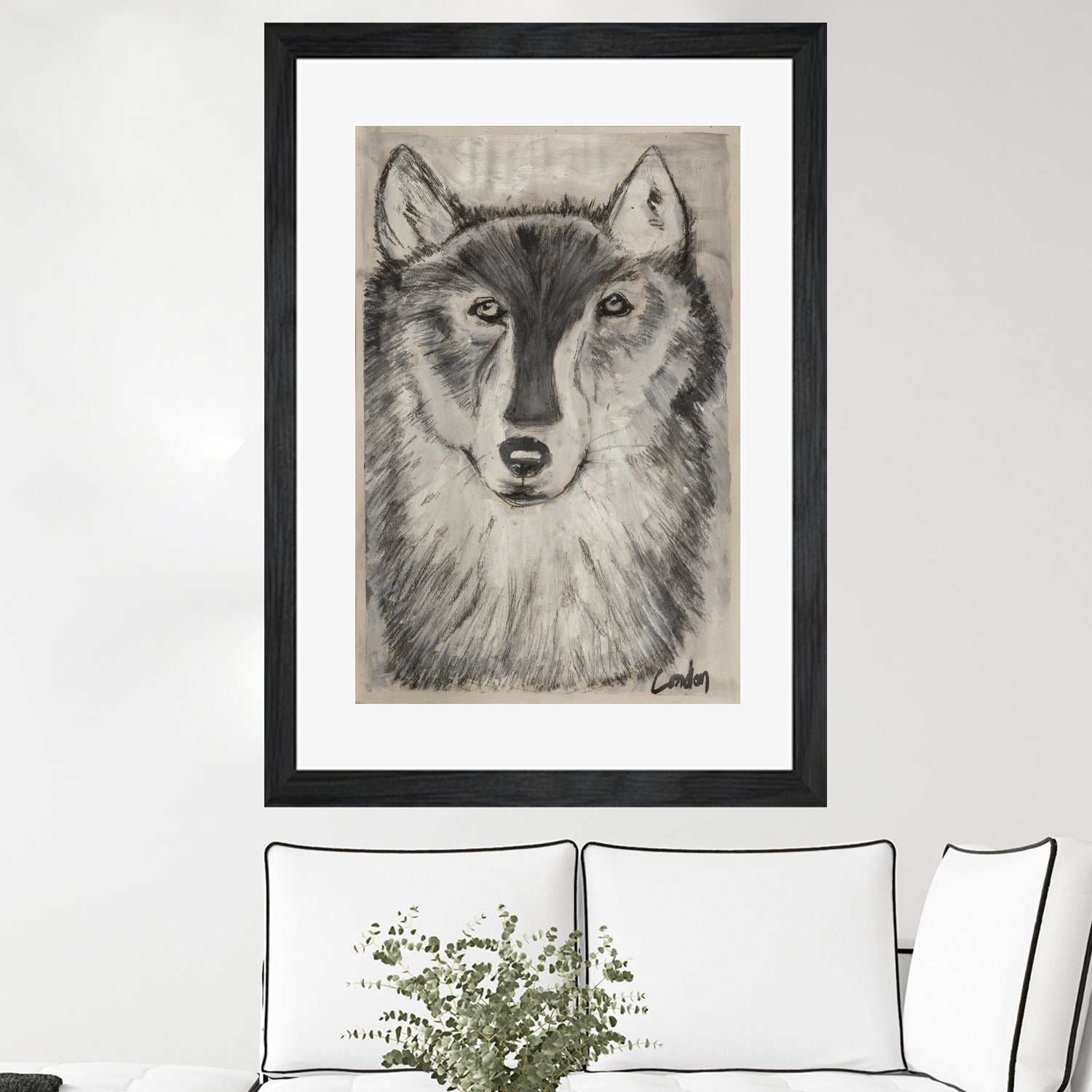 Wolfie by Janet London on GIANT ART - black and white abstract wolf