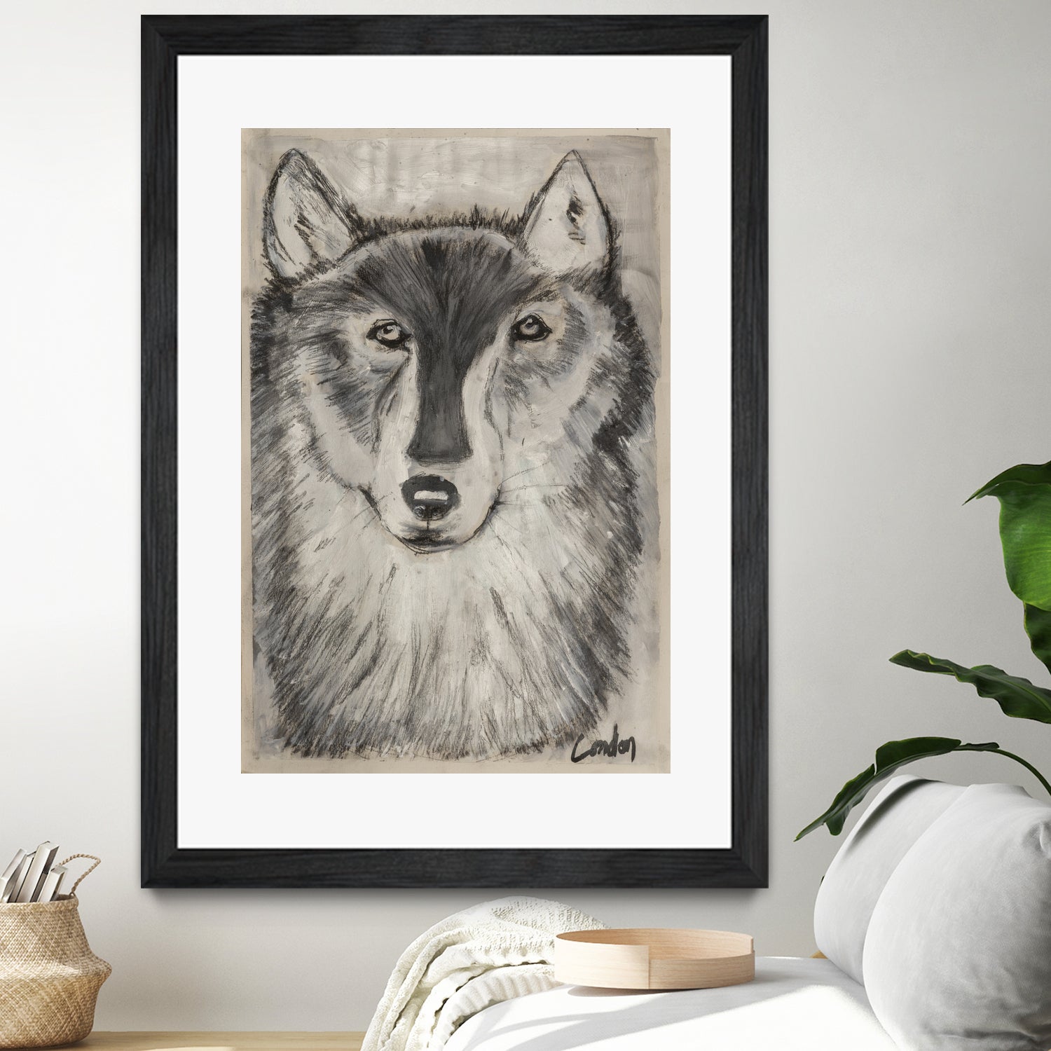 Wolfie by Janet London on GIANT ART - black and white abstract wolf